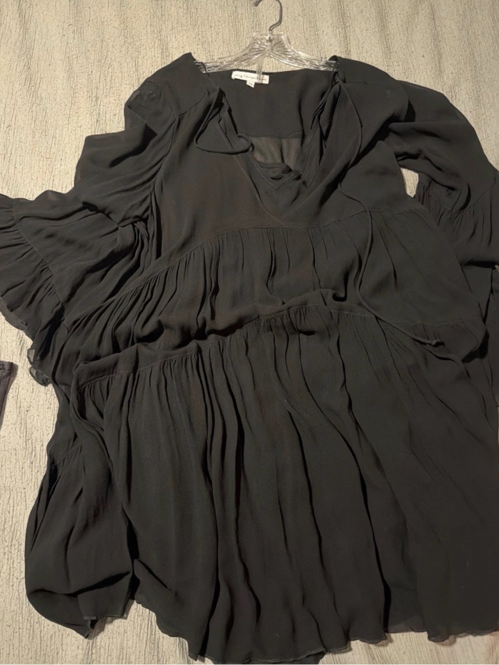 Young Fabulous & Broke Black Long Sleeve Tiered V-Neck Dress